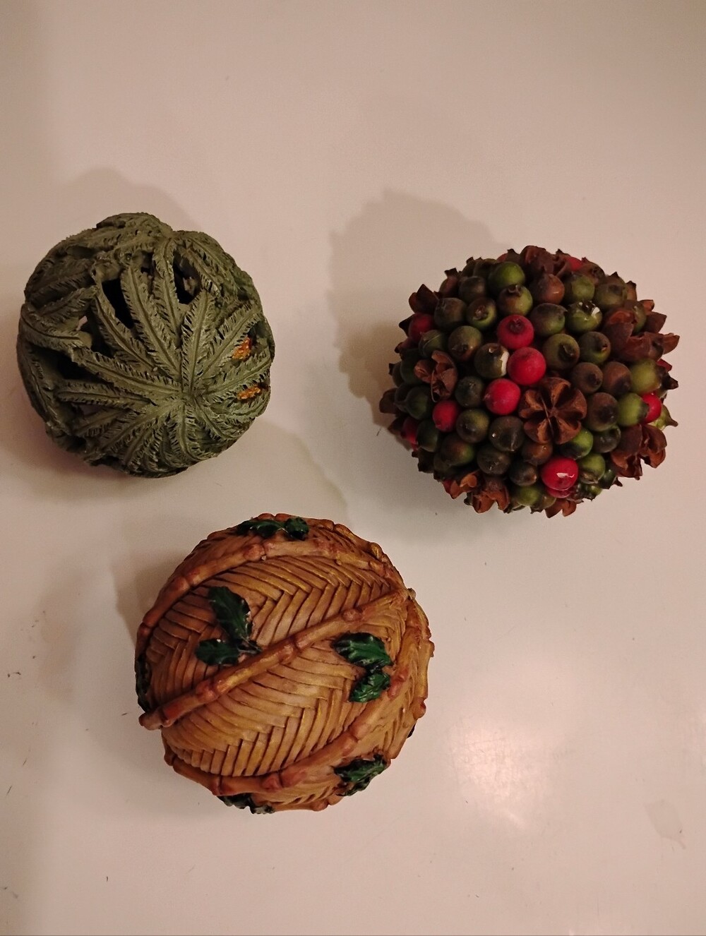 Holiday Decorative Accent Ball Trio - Green, Brown, Multicolor